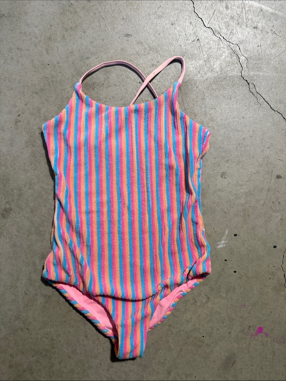 Beach Riot Kids Little Julia Striped One-Piece Swimsuit - Pink, Blue, Orange